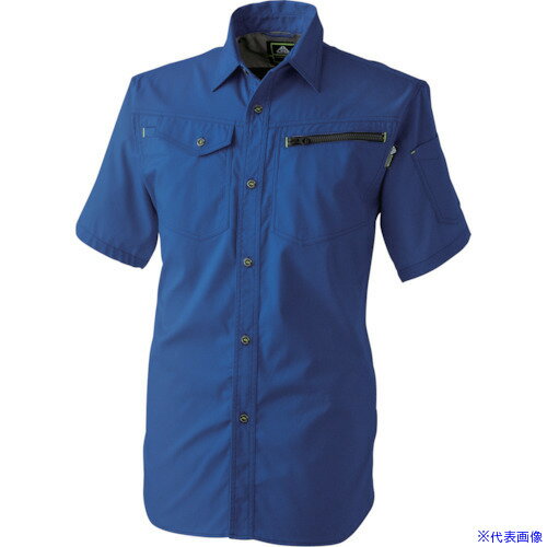 ■CHUSAN ドビーストレッチTC 半袖シャツ ミッド・ブルー LL 2904820LL(4193479)[送料別途見積り][法人・事業所限定][掲外取寄](4)
