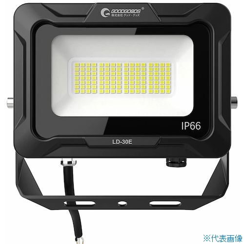 オレンジブック トラスコ中山　TRUSCOグリーンクロス LED投光器 30W 4500LM 耐震 通気弁 新仕様ステー 耐熱素材 LD−30E 〔品番:6300031397〕[ 注番:4263903]特長●色温5000K昼白色で、自然光に近く明るいのに眩しくない投光器です。●耐熱性が向上しており、連続点灯3時間でもおよそ50度を維持できます。●防水等級IP66で、屋内外問わず使用できます。●通気弁付きで湿気が入りにくく、内部の湿気が溜まりにくいため長寿命につながります。用途●照明に。仕様●明るさ(lm)：4500●消費電力(W)：30●コード長さ(m)：約2●照射角(°)：120●入力電圧(V)：AC100V〜240●周波数：50/60Hz兼用●防水等級：IP66●本体寸法(mm)：193×169×36仕様2材質/仕上●アルミニウム合金・強化ガラスセット内容/付属品●本体、保証書、取扱説明書注意原産国（名称）中国JANコード本体質量950gオレンジブック トラスコ中山　TRUSCOグリーンクロス LED投光器 30W 4500LM 耐震 通気弁 新仕様ステー 耐熱素材 LD−30E 〔品番:6300031397〕[注番:4263903][本体質量：950g]分類》工事・照明用品》作業灯・照明用品》投光器☆納期情報：オレンジブック掲載以外でメーカー直送品【法人限定＝会社名ご記入お願い致します。】