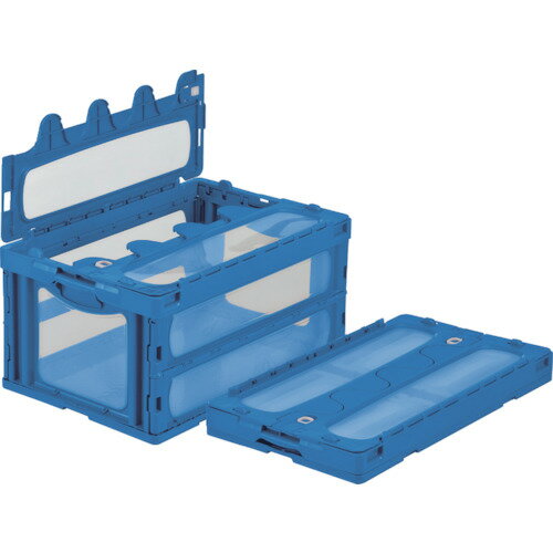 ■サンコー フタ一体型折りたたみコンテナー 559060 マドコンC−75Bブルー SKOC75BBL(4322860)