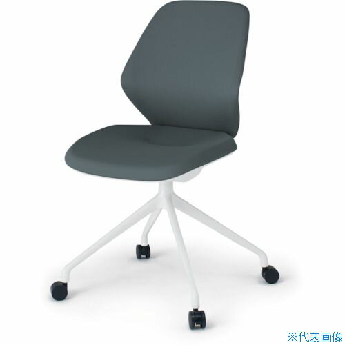 ■ITOKI キュアチェア 4本脚 クロスバック 肘無 ナイロン双輪キャスター付 脚ホワイト 本体ホワイト 布地オフブラック KG940PVWWW2(4362910)[送料別途お見積り][法人限定][外直送]