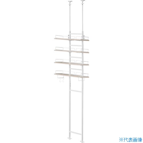 オレンジブック トラスコ中山　TRUSCOIRIS 102299 つっぱりランドリーラック ホワイト/ライトナチュラル 〔品番:TLR4W〕[ 注番:4415564]特長●省スペースで設置可能な突っ張り式のランドリーラックです。●天井と床でつっぱるだけで設置ができます。●洗濯パン上にも設置可能です。（※一部の洗濯パンには設置できない場合があります。）●棚板はL字柵付きで、物の落下を防ぎます。●4枚の棚板は8段階高さ調整が可能です。収納物に合わせて自由に調整できます。●ハンガーバーとS字フック付きで、ハンガーやタオル、ドライヤーなども掛けられ便利です。用途●ランドリー周りの収納に仕様●色：ホワイト／ライトナチュラル●間口(mm)：600●奥行(mm)：275●高さ(mm)：1975〜2645●タイプ：突っ張り式仕様2●床から天井の対応高さ（約）：1975〜2645mm●耐荷重（約）：全体20kg、棚板1枚あたり5kg、ハンガー掛け1個あたり1kg、S字フック1個あたり0.5kg材質/仕上セット内容/付属品注意原産国（名称）中国JANコード4967576640800本体質量12.9kgオレンジブック トラスコ中山　TRUSCOIRIS 102299 つっぱりランドリーラック ホワイト/ライトナチュラル 〔品番:TLR4W〕[注番:4415564][本体質量：12.9kg]《包装時基本サイズ：385×1035×130》〔包装時質量：15kg〕分類》清掃・衛生用品》清掃用品》洗濯用品☆納期情報：メーカー直送品（送料元払い）【法人限定＝会社名ご記入お願い致します。】 ※北海道・沖縄・離島は運賃別途商品も含む