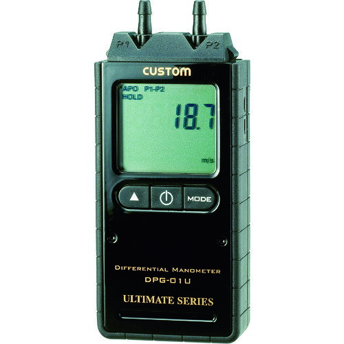 オレンジブック トラスコ中山　TRUSCOCUSTOM デジタル差圧計 〔品番:DPG01U〕[ 注番:4492137]特長●小型タイプでスタイリッシュなデザインです。●最大値/最小値機能付です。●消し忘れに便利なオートパワーオフ機能付です。●暗所でも表示が確認しやすいバックライト機能付です。用途●配管の圧力測定。仕様●計測範囲(hPa)：0〜±100●計測範囲(Pa)：0〜±10000●分解能(hPa)：0.01●分解能(Pa)：1●幅(mm)：50●奥行(mm)：20.6●高さ(mm)：115.5●精度：±0.03hPa(0〜0.30hPa)/±0.05hPa(0.31〜1.00hPa)/±(1.5%rdg+0.1hPa)●電源(V)：単4乾電池×2本(別売)仕様2材質/仕上●ABS樹脂セット内容/付属品●取扱説明書●保護カバー●ストラップ注意●電池は附属しておりません。検査の為にテスト用電池が装着されていますので、ご使用時には新品の電池と交換してください。原産国（名称）台湾JANコード4983621330021本体質量117gオレンジブック トラスコ中山　TRUSCOCUSTOM デジタル差圧計 〔品番:DPG01U〕[注番:4492137][本体質量：117g]《包装時基本サイズ：230×150×30》〔包装時質量：200g〕分類》測定・計測用品》工業用計測機器》圧力計☆納期情報：仕入れ先通常在庫品 (欠品の場合有り)
