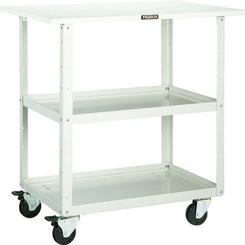 ■TRUSCO ツールワゴン イーグルワゴン 750×500×H900 天板付 4輪自在 ホワイト EGW972TJW(4502329)[送料別途お見積り][法人限定]