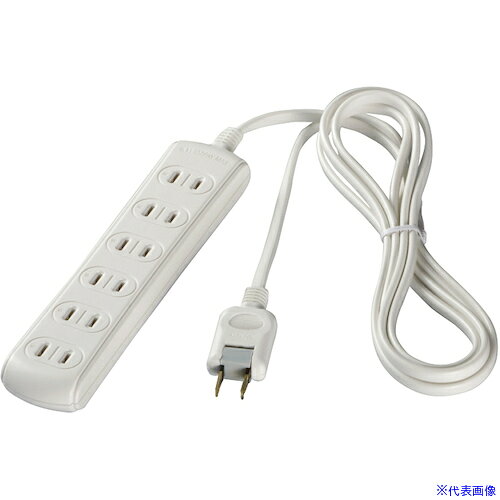 ■BUFFALO 2ピン式電源タップ 6個口タイプ 3m ホワイト BSTAPST2630WH(4526645)
