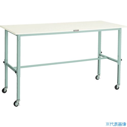 ■TRUSCO 軽荷重作業台高さ調節式(80kg)AEM型 1800X600XH719〜1019 φ75キャスター付 ホワイト色 AEM1860..