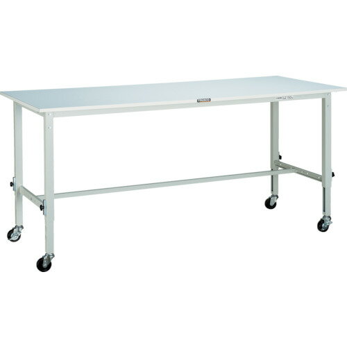 ■TRUSCO 軽荷重作業台高さ調節式(80kg)AEM型 1800X750XH719〜1019 φ75キャスター付 ホワイト色 SAEM1800C75W(4546857)[法人限定][直送元]
