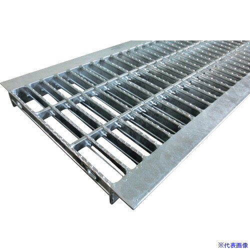 ■奥岡 スチール製 U字溝用 グレーチング 溝幅200用 並目 ノンスリップ OKUN52032(4580953)[送料別途見積り][法人・事業所限定][外直送]