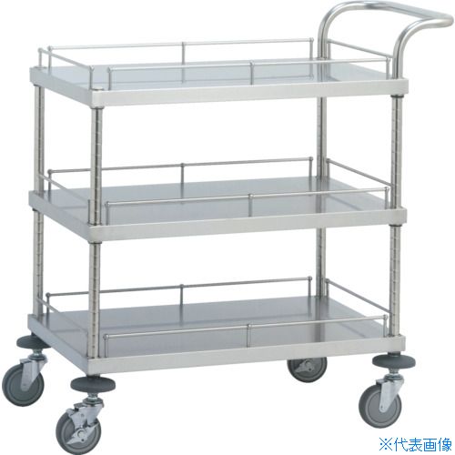 オレンジブック トラスコ中山　TRUSCOCanyon W17型ステンレスワゴン 〔品番:W17CS6107〕[ 注番:4583221]特長●棚板・柱・ハンドル・キャスター金具すべてにステンレス（SUS304）を使用しています。●耐腐食性・耐薬品性に優れていますので、クリーンな環境での使用に最適です。用途●各種工場。●医療施設。●クリーンルーム内。仕様●最大積載量(kg/台)：200●均等積載量(kg/段)：66●間口(mm)：760●奥行(mm)：610●高さ(mm)：950●段数(段)：3●支柱径(mm)：25●棚板調整ピッチ(mm)：25仕様2●キャスター：自在式 100mm(2個) 自在式(ストッパー付) 100mm(2個)●ガード高さ(mm)：50●棚板：ガード付棚板材質/仕上●本体:ステンレス（SUS304）●キャスター金具:ステンレス（SUS304）●車輪:ウレタンセット内容/付属品注意原産国（名称）日本JANコード本体質量25.2kgオレンジブック トラスコ中山　TRUSCOCanyon W17型ステンレスワゴン 〔品番:W17CS6107〕[注番:4583221][本体質量：25.2kg]分類》物流・保管用品》ツールワゴン》ステンレス製ワゴン（ボルトレスタイプ）☆納期情報：メーカー直送品（送料元払い）【法人限定＝会社名ご記入お願い致します。】 ※北海道・沖縄・離島は運賃別途商品も含む