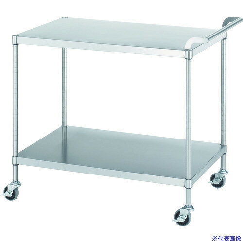 ■シンコー ステンレスワゴン(SUS430) 天地2段タイプ φ75ウレタン車 900×450×800 M029045U75(4597575)[..