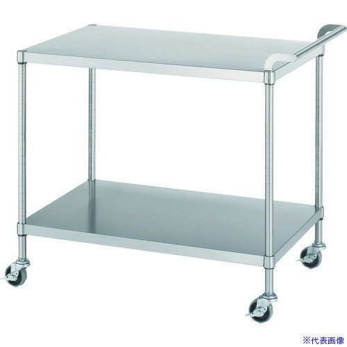 ■シンコー ステンレスワゴン(SUS304)天地2段タイプ φ75ウレタン車 600×450×800 MN026045U75(4597745)[..