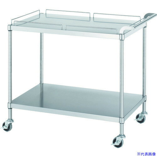 ■シンコー ステンレスワゴン 天地2段タイプ(SUS304・ガード付) ガード:天板のみ φ75ウレタン車 750×600..