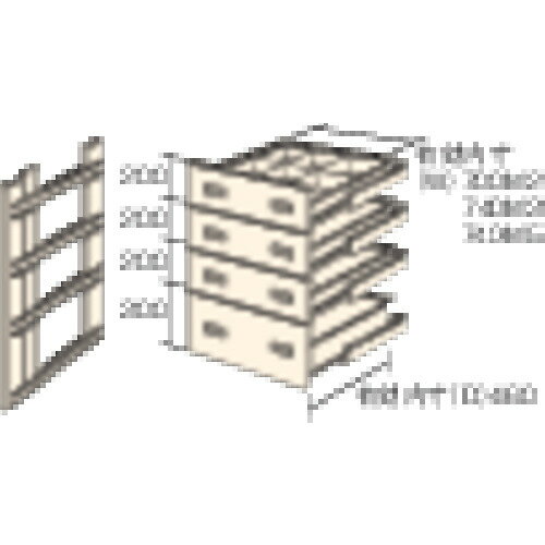 ■TRUSCO M3・M5型棚用引出し 浅型3段+深型1段セット HMM9004(4613881)[法人限定][直送元]