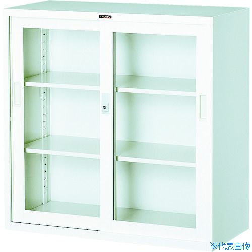 ■TRUSCO スタンダード書庫(D400) ガラス引違 880XH880 W色 W303G(4627474)[法人限定][直送元]