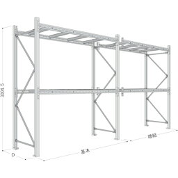 ■NF パレットラック 2ton用単体 奥行900×高さ3000×有効間口2500mm 最大積載量4000kg P630X25A2092(4635922)[送料別途見積り][法人・事業所限定][直送]