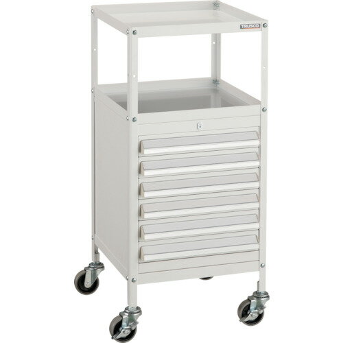 ■TRUSCO ミニキャビネットワゴン400X440X880LVR-421付 ホワイト MCW421W(4652428)[法人限定][直送元]