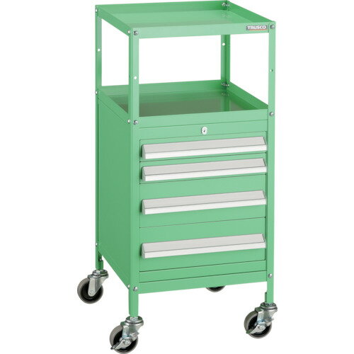 ■TRUSCO ミニキャビネットワゴン400X440X880LVR-422付 ヤンググリーン MCW422YG(4652452)[法人限定][直..