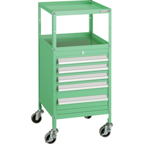 ■TRUSCO ミニキャビネットワゴン400X440X880LVR-423付 ヤンググリーン MCW423YG(4652479)[法人限定][直..