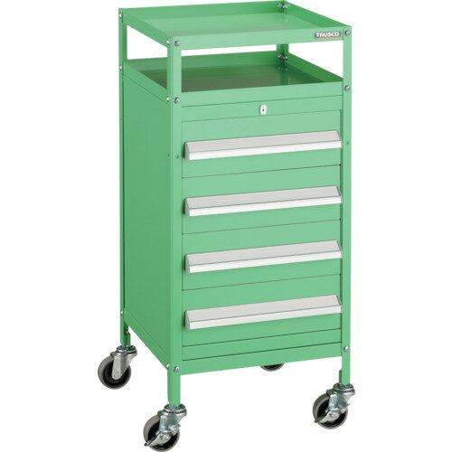 ■TRUSCO ミニキャビネットワゴン400X440X880LVR-542付 ヤンググリーン MCW542YG(4652533)[法人限定][直送元]