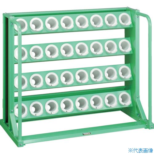 ■TRUSCO ツーリングラック BT・NT50兼用 32個収納 ロック付 ヤンググリーン色 VTL48YG(4652801)[法人限定][直送元]