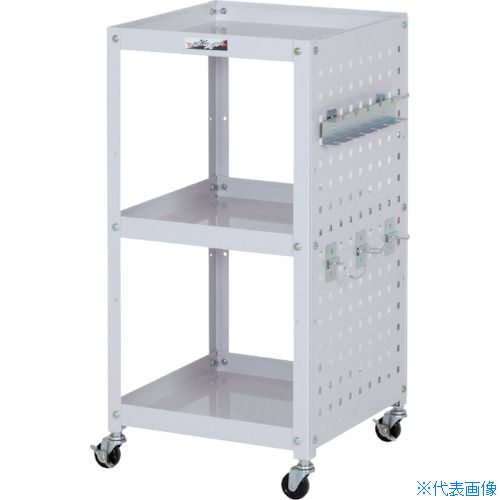 ■ヤマテック コンビニワゴン 片面パネル・フック付き3段タイプW400×D400×H810mm パールピンク WCLP3P(4..