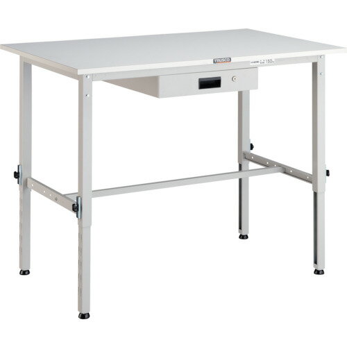 ■TRUSCO 軽荷重作業台高さ調節式(150kg)AEM型 900X600XH650〜950 薄型1段引出付 ホワイト色 AEM0960UDK1W(4667417)[法人限定][直送元](3.0)