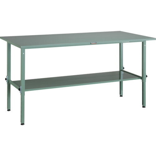 Rakuten - ■TRUSCO 軽荷重作業台高さ調節式(150kg)AEM型 1800X900XH650〜950 下棚2枚付 グリーン色 SAEM1809LT2(4672879)[法人限定][直送元]