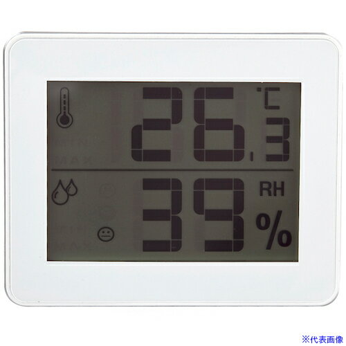■YAZAWA デジタル温湿度計 ホワイト DO01WH(4689574)[送料別途お見積り][法人限定][掲外取寄]