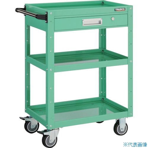 ■TRUSCO ツールワゴン イーグルワゴン 600X400XH880 引出付 ウレタン車輪 ヤンググリーン EGW963VUYG(4749073)