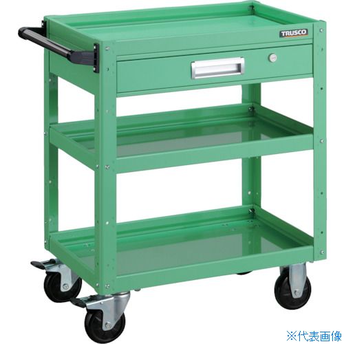 ■TRUSCO ツールワゴン イーグルワゴン 600X400XH740 引出付 ヤンググリーン EGW763VYG(4749111)