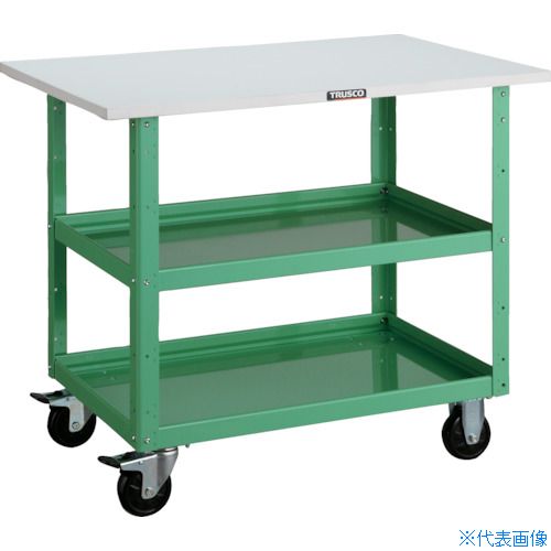 ■TRUSCO ツールワゴン イーグルワゴン 750X500XH740 天板付 ヤンググリーン EGW772TYG(4749421)