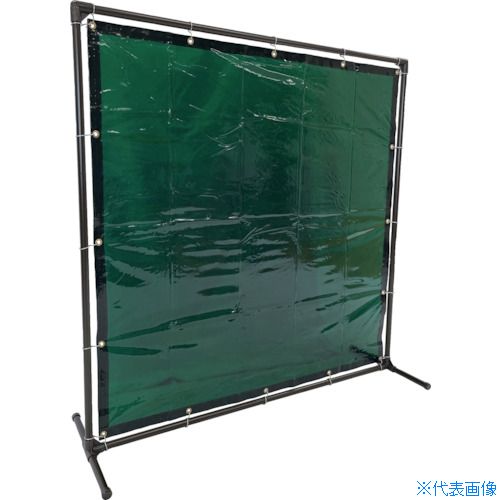 ■TRUSCO 溶接遮光フェンス 1515型単体 固定足 緑 YF1515KGN(4875729)