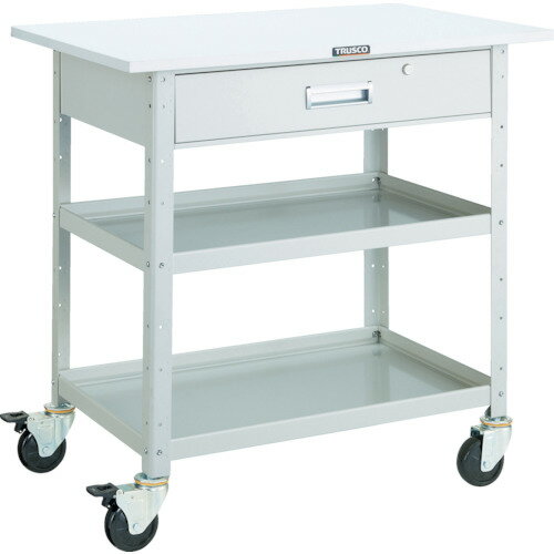 ■TRUSCO ツールワゴン バーディワゴン 600X400 天板 深型1段引出付 ホワイト BDW962TYW(4878094)