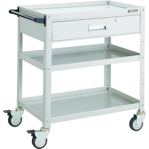 ■TRUSCO ツールワゴン バーディワゴン 600×400 深型1段引出付 ウレタン車輪 ホワイト BDW963YUW(4878175)