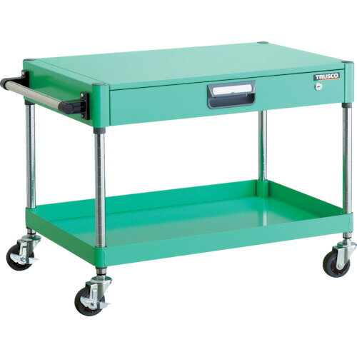 ■TRUSCO ツールワゴン フェニックスワゴン 省音 750X500 薄型1段引出付 ヤンググリーン PEW671ZYG(4882..