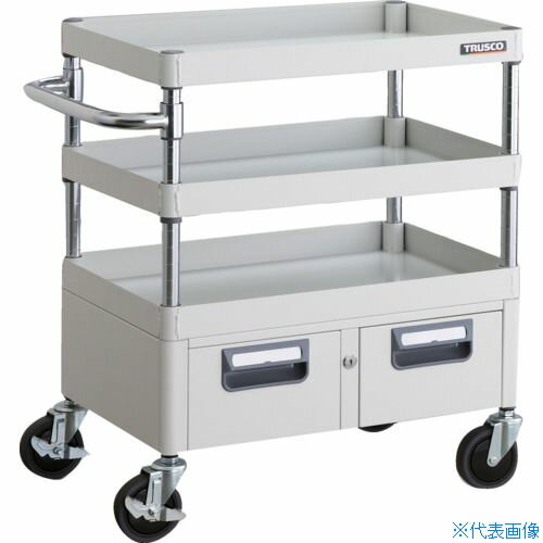 ■TRUSCO ツールワゴン フェニックスワゴン 省音 600X400XH740 2列引出付 ホワイト PEW763WW(4883357)