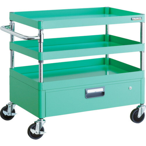 ■TRUSCO ツールワゴン フェニックスワゴン 省音 750X500XH740 1段引出付 ヤンググリーン PEW773VYG(488..