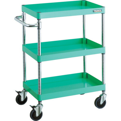 ■TRUSCO ツールワゴン フェニックスワゴン 省音 600X400XH880 3段 ヤンググリーン PEW963CYG(4884191)