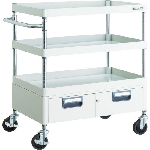 ■TRUSCO ツールワゴン フェニックスワゴン 省音 750X500XH880 2列引出付 ホワイト PEW973WW(4884973)