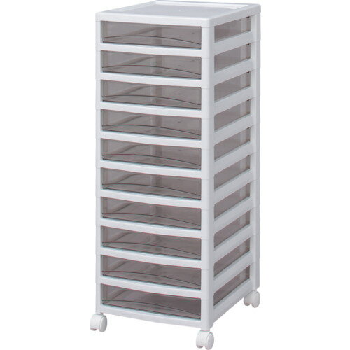 ■IRIS 221299 スーパークリアチェスト ホワイト/クリアブラウン 10段タイプ SCES1000BR(4943805)