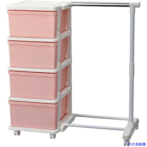 ■JEJアステージ カラーシーズユニット4段ハンガー付 WHピンク 482004(5001627)×3[送料別途見積り][法人..