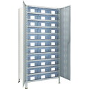 ■TRUSCO スチールラック 軽量棚扉付 875X450X1800樹脂引出透明大X33 ネオグレー 63XT812D11(NG)(5043085)(3)