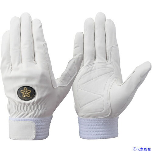 ■トンボレックス 牛革製手袋手の平当て付 ホワイト(消防団マーク) L CS931WDL(5094298)[送料別途お見積..