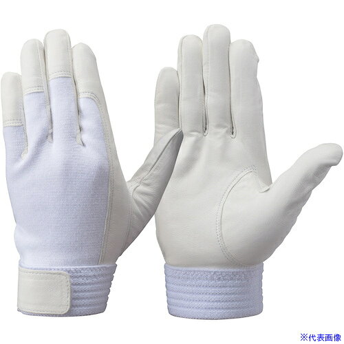 ■トンボレックス 甲部ニット付羊革製手袋 ホワイト RS601WM(5117039)[送料別途お見積り][法人限定][掲外取寄](4.0)