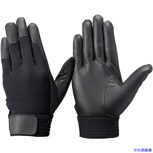 ■トンボレックス 甲部ニット付羊革製手袋 ブラック RS601BKL(5117074)[送料別途お見積り][法人限定][掲..