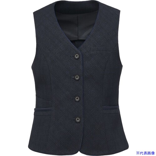 ■GROW グレンチェックベストネイビー系13 GVEL2168K513(5209777)[送料別途お見積り][法人限定][掲外取寄]