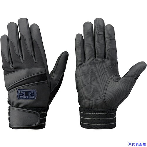 ■トンボレックス 合皮×サーモトロン簡易防寒手袋 ブラック×ブラック EF844BKM(5217855)[送料別途お見積り][法人限定][掲外取寄](4.0)