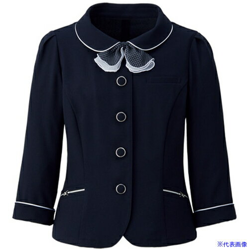 ■GROW ラスティック・ドビー七分袖オーバーブラウスネイビー07 GOBL1612K307(5285031)[送料別途お見積り][法人限定][掲外取寄](4.0)