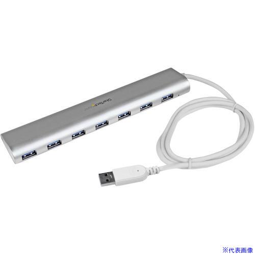 ■StarTech USBハブ/USB 3.0/7ポート Type−A/セルフパワー(ACアダプタ付属)/98cmケーブル/シルバー ST73007UA(5389649)[法人限定][外直送元]