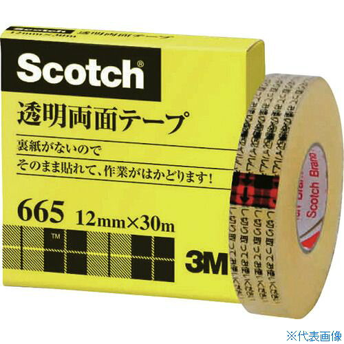 オレンジブック トラスコ中山　TRUSCO3M 透明両面テ−プ ライナーなし 12mmX30m 巻芯径25mm 〔品番:665112〕[ 注番:5421691]特長●裏紙（はく離紙）がなく使いやすい透明両面テープです。●透明な素材の採用で、目立たずきれいに仕上がります。●ガラスにポスター、掲示板などを貼るときに便利です。●ガラスにポスター、掲示物などを貼るときに便利です。●変質、変色しにくく、長期保存に耐えます。用途●ポスターなど掲示物の貼り込み、写真や記事などのスクラップに。●製品見本帖の作成、写真製版の張り込みなどに。仕様●色：透明●幅(mm)：12●長さ(m)：30●厚さ(mm)：0.07●紙管サイズ(mm)：25仕様2材質/仕上●基材：透明硬質塩化ビニール●粘着剤：アクリル系セット内容/付属品注意●コアは分別廃棄、紙(再生可能)原産国（名称）アメリカJANコード4547452716937本体質量63gオレンジブック トラスコ中山　TRUSCO3M 透明両面テ−プ ライナーなし 12mmX30m 巻芯径25mm 〔品番:665112〕[注番:5421691][本体質量：63g]《包装時基本サイズ：74×75×17》〔包装時質量：14g〕分類》梱包用品》テープ用品》両面テープ☆納期情報：仕入れ先通常在庫品 (欠品の場合有り)