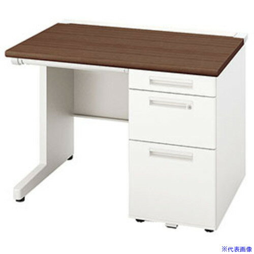 ■NAIKI 片袖デスク(ロングストローク XEHH型/天板:ダークウォールナット 本体:クリアーホワイト/W1000×..